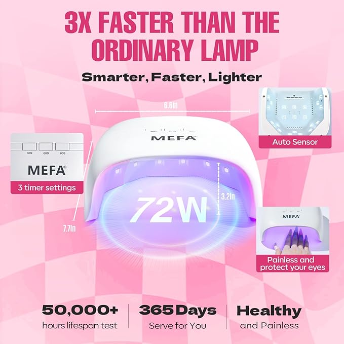 MEFA 42 Colors Gel Nail Polish Kit with U V Light, 50 Pcs All Seasons Collection Colorful Gel Polish Essential Set with 5 Psc Matte/Glossy Base Top Coat, Salon Gifts for Women
