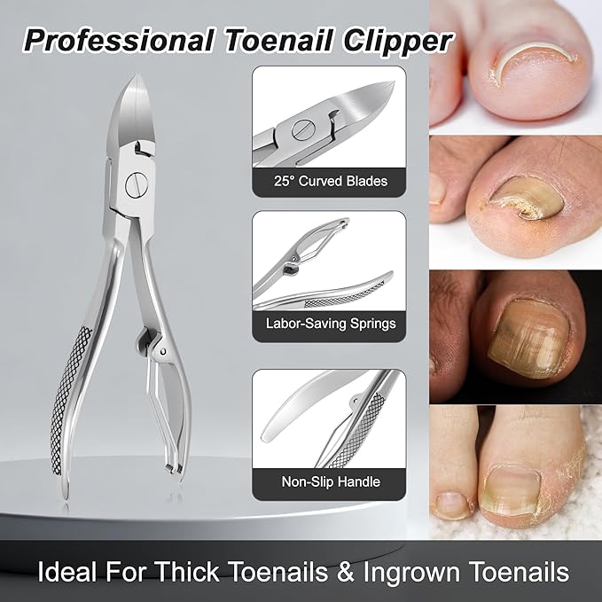 VOCOSTE Toenail Care Kit 10-Piece Ingrown Toenail Tools, Professional Grooming Set for Toe Nail Clipper, Foot Scraper, Callus Removal & Pedicure