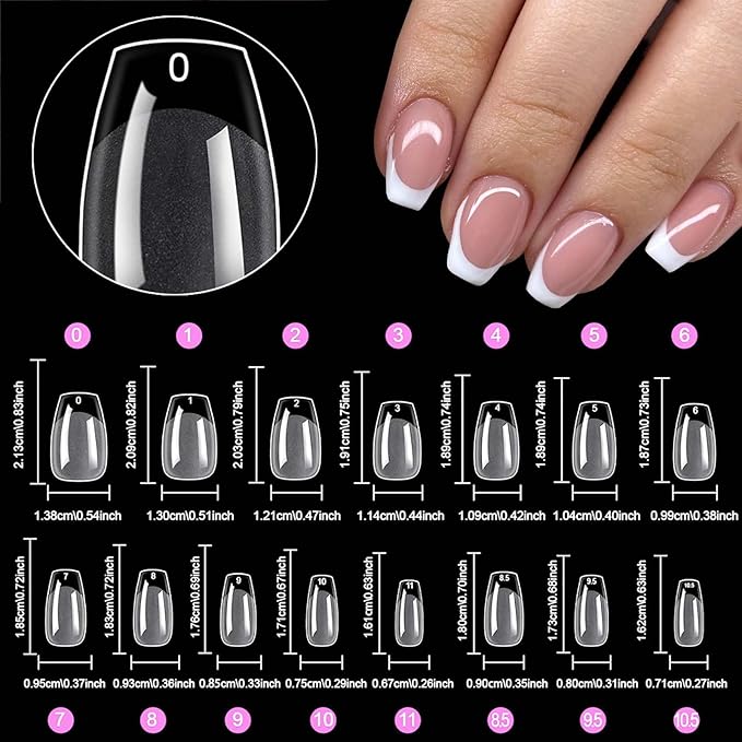 420pc Short Coffin Gel Nail Tips Clear Fake Nails,Clear Press on Nails Short Coffin Soft Gel Nail Tips Acrylic Nail Full Cover False Nail Artificial Fingernail for Nail Extension Press-ons