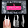 Medium Coffin Fake Nail Tips, 15 Sizes 240 PCS Clear Half Matte Press On False Nail Tips Pre-shaped Half Soft Cover Gel Nail Tips Extensions Thick Long Lasting for DIY Beginners & Salon Manicure