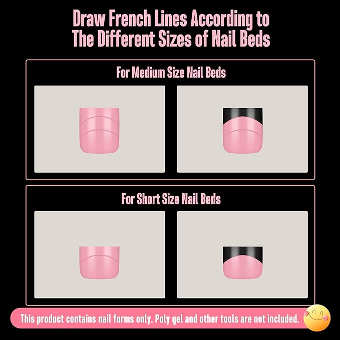 NOVO OVO Upgrade Toe Dual Nail Forms for Poly Gel with Inner French Tips Auxiliary Line for Toenail Extension, Square Soft Gel Nail Extension, Full Cover Molds for Pedicure DIY x 15 Sizes 270 pcs
