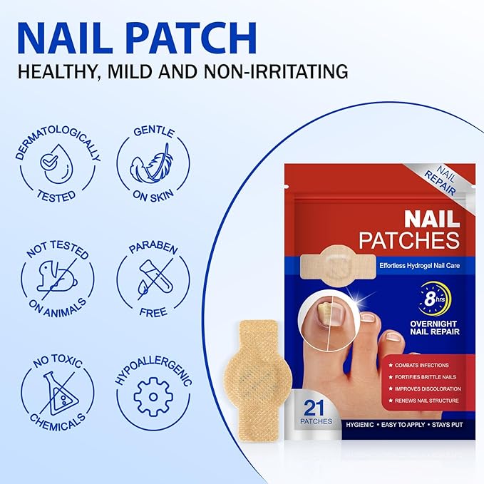 Fungal Nail Patches -Toenail Treatment Extra Strength 21Pcs- Nail Repair for Restores Damaged Nails and Appearance of Discolored