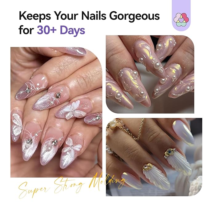 SAVILAND Pearl Solid 3D Nail Gel for Wedding Nails: Ultra Strong Molding Sculpting Nail Gel 2.12 oz Pearlescent Molding Gel No Stciky Nail Gel Nail Carving Professional Use Salon