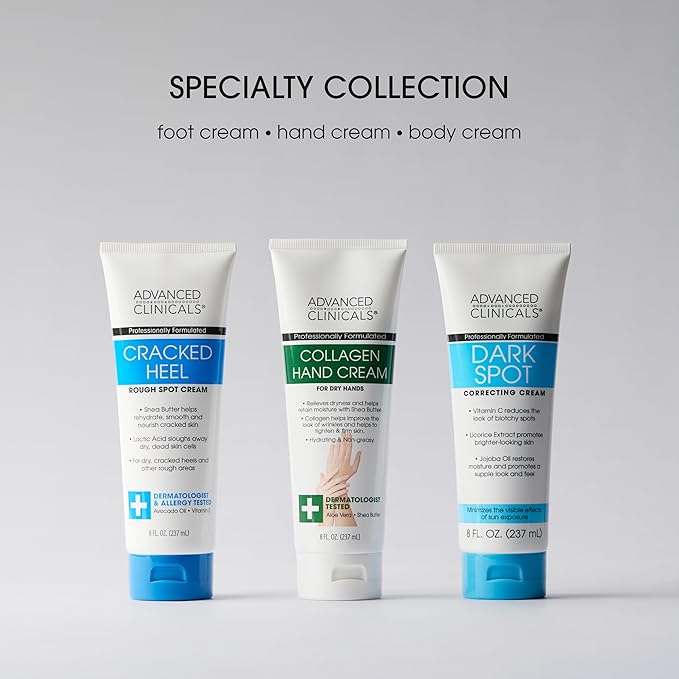 Advanced Clinicals Cracked Heel Foot Cream Moisturizer Skin Care Lotion For Feet W/Shea Butter, Moisturizing Foot/Hand Lotion Helps Heal Cracked Skin, Rough Spots, Calluses, & Dry Skin, 2-Pack
