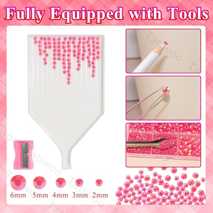20000Pcs Dark Pink Flatback Jelly Resin Rhinestones for Bedazzling, Mix Sizes Crystal Rhinestones Gems, Pink Gems Bedazzling for Crafting for DIY Face Makeup Crafts Tumblers