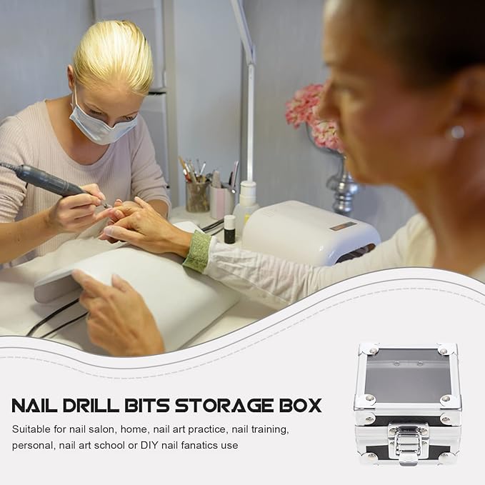 Beaupretty Nail Drill Grinding Bit Holder Box- Drill Bit Case Stand Displayer Acrylic Manicure Grinding Head Display Box
