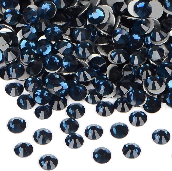 2880PCS Art Nail Rhinestones Non Hotfix Glue Fix Round Crystals Glass Flatback for DIY Jewelry Making with one Picking Pen (ss8 2880pcs, Montana)
