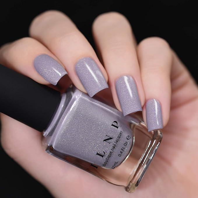 ILNP ASAP - Soft Lavender Blue Neutral Nail Polish, Subtle Holographic, Chip Resistant, 7-Free, Non-Toxic, Vegan, Cruelty Free, 12ml