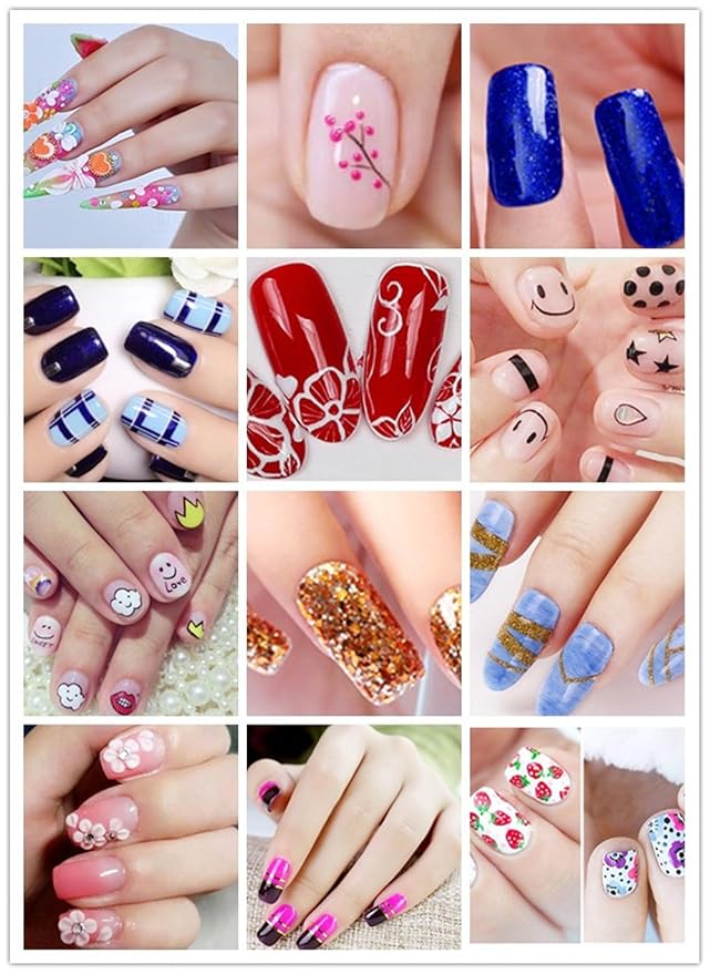Nail Art Kit includes 30 Striping tape & 4Pcs Striping Roller Box & 12 Colors Rhinestones & 5pcs Dotting Pen & 15pcs Brush Set
