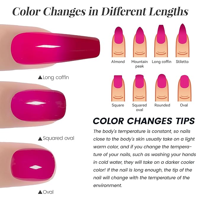 YTD Likomey Color Changing Gel Nail Polish,15ml Hot Pink To Berry Red Mood Temperature Change Colors Ombre Thermal Salon Home Fall Winter Manicure UV Nail Varnish,WB211