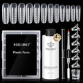 Modelones Slip Solution for Poly Gel, Anti-Stick Gel Nail Extension Complete Kit with Nail Forms Tips Clips Art Tool DIY at Home