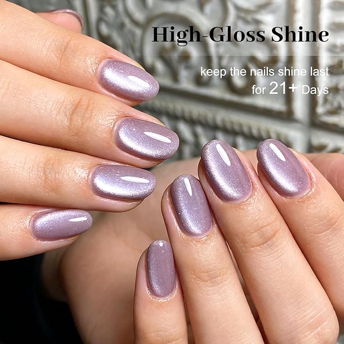 JODSONE Cat Eye Gel Nail Polish Set 10 Colors Red Purple Silver with Magnetic Base Coat Top Coat Magnetic Effect Sparkle Stunning Soak Off U V Manicure Gifts