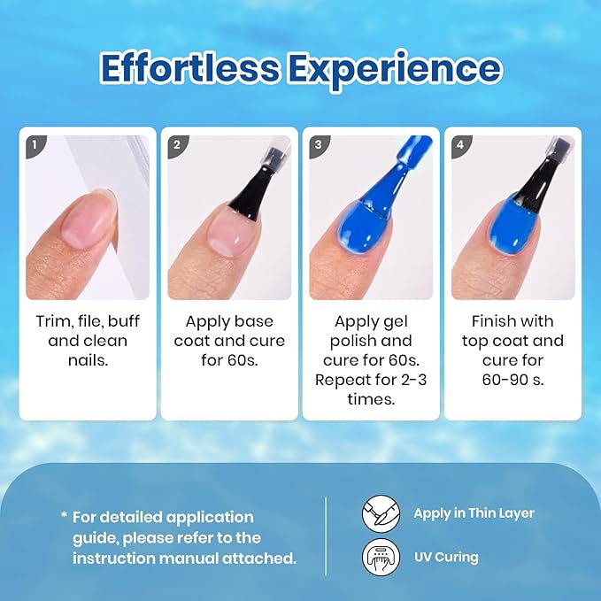 Beetles Blue Gel Polish Set Gel Nail Polish 6 Colors Light Baby Dark Navy Blue Soak off Uv Led Lamp Needed Manicure DIY Home Gifts for Women Ocean Range
