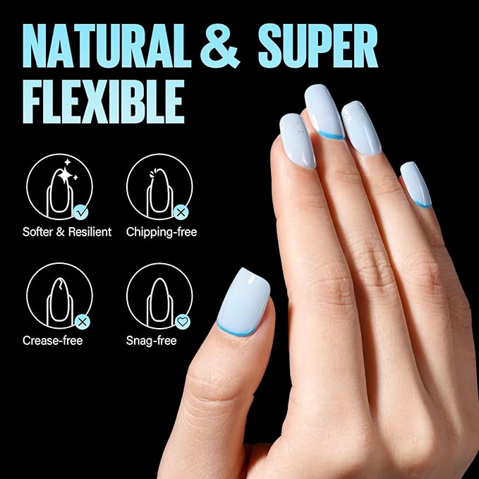 TOMICCA Extra Short Square Nail Tips,15 Sizes 240Pcs Squoval Fake Nails Half Matte Acrylic Gel Nail Tips Full Cover False Nails for Nail Extension Home DIY Salon