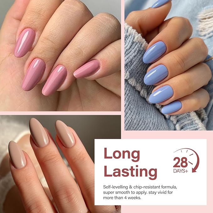 EBANKU 60 Colors Gel Nail Polish Set, Same Color Same Bottle Gel Polish Kit with 2PCS Functional Gel Soak Off Nail Art Manicure Salon DIY at Home for Women