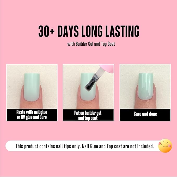 NOVO OVO Pastel Nail Tips Press on Macaron Color Colorful 6 Mix Dopamine Shades, Short Sharp Square Soft Gel Matte Thick False Nail Extension, Full Cover Acrylic for Salon DIY x 15 Sizes 180 pcs