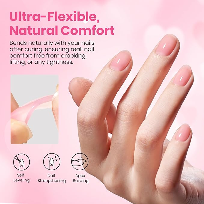 Beetles Heart Glitter Top Coat and Rubber Base Color Gel Polish Kit, Easy Heart & Glossy Shine Nail Art, Long Lasting Soak Off Manicure Spring Gift for Women