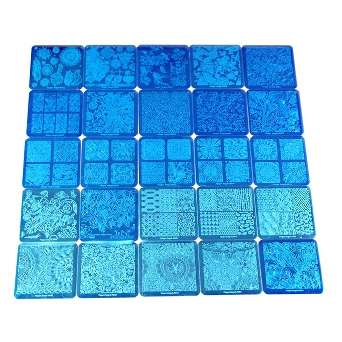 Mix 25Pcs Nail Art Stamping Template Full Cover Nail Template Manicure Print DIY Image Plate with Stamper Kit(A21-45)
