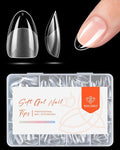 modelones Extra Short Almond Nail Tips, Pre-shaped Tips Gel Soft Fake Nails False Acrylic Clear Full Cover Press on Extension Kit Gel Manicure DIY at Home 216PCS 12Sizes