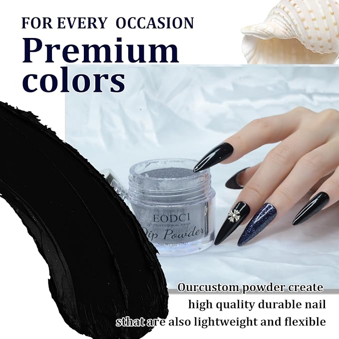 Black Dip Powder, 1OZ Neutral Nail Dip Powder for Long-lasting 28 Days+ Dip Nail Art French Manicure Nail Starter & Professional Home DIY Salon Use