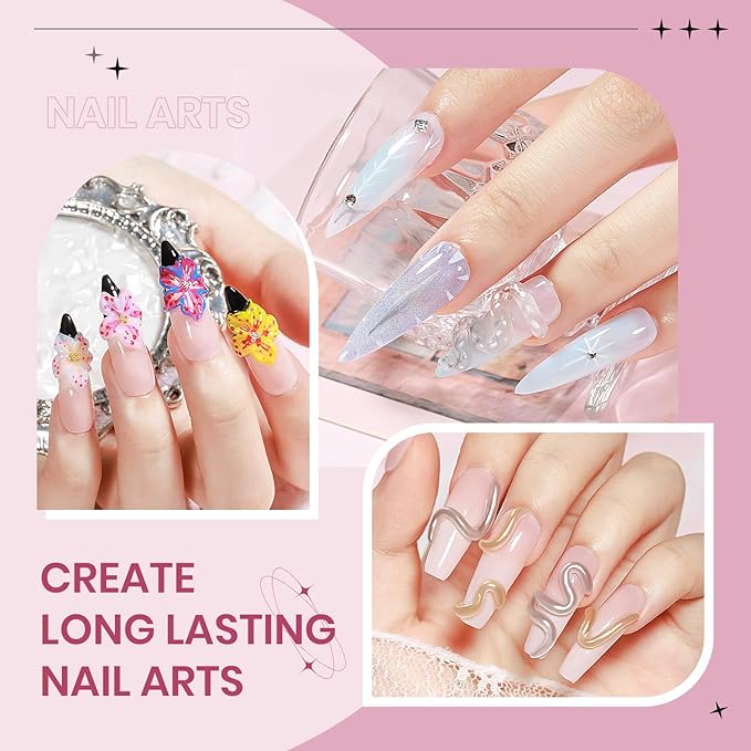 Clear White Pink Solid Builder Gel for Nails 3D Nail Art Sculpture Hard Gel with Dual Form for Extension Carving Molding Patterns Decoration Home Manicure DIY for Women