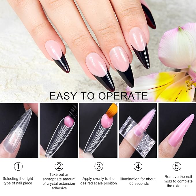 120 Pcs Poly Extension Gel Dual Nail Forms With Scale Builder Coffin Nail for Gel Manicure Art Design Salon DIY at Home (Long Water Drop Dual Forms Set)
