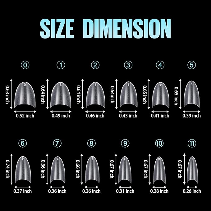 TOMICCA Short Almond Nail Tips, 504Pcs Full Matte Press on Half Cover Acrylic Nails,12 Sizes No C Curve Fake Nail Tips for Nail Extension Art Home DIY Nail Salon