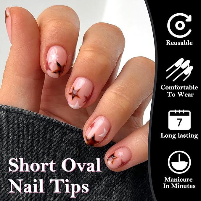 AddFavor XS Short Oval Gel Nail Tips, 240pcs Round Acrylic Nail Tips Full Cover Clear Press on Nails False Tips for Nail Extension, 12 Sizes Short Fake Nails
