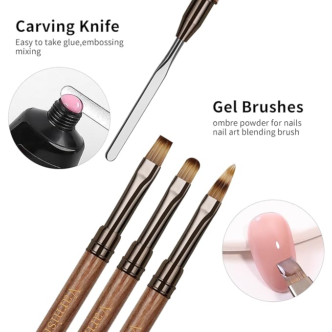 9Pcs Nail Art Brushes Sandalwood Handle Professional Gel Polish Art Nail 3D Art Nail Dotting Brush Pen for Manicure DIY Home SalonNails Detail Paint Brushes Miniature Paint Brushes Fine Detailing Set