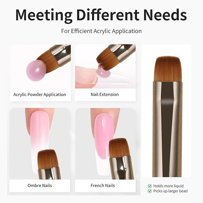 100% Pure Kolinsky Hair French Tip Nail Art Brush Sandalwood Handle Gel Acrylic Nail Dotting Tool for Manicure Clean Up and Dotting Manicure Tool Professional Nail Brush - Size 10, 1.0 Count