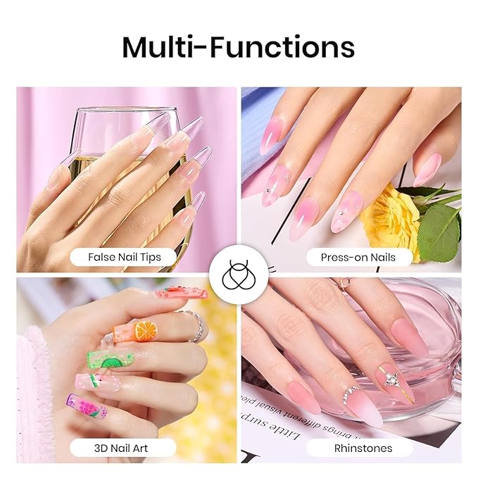Beetles Solid Nail Glue Gel with 20ml Nail Glue Remover Set 15g for Press On Nails Acrylic Nails Tips U V Light Cured & Solid Glue Remover- Not for Uv Gel Glue