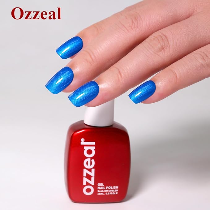 Pearl Gel Nail Polish,Deep Blue Glitter Pearl Gel Nail Polish Sparkle Shimmer Fall Winter Soak off LED UV for Art DIY Manicure 15ML