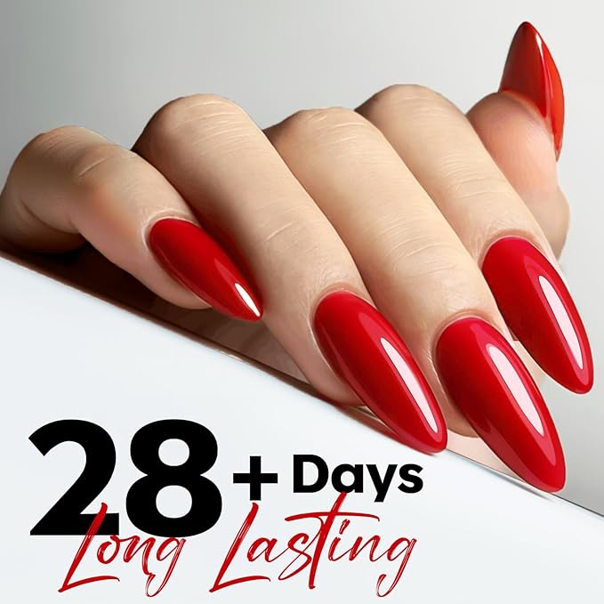 modelones Red Gel Nail Polish Nail Bright Ferrari Red Gel Polish Nails Soak Off LED Nail Art DIY Salon Manicure 15 ML