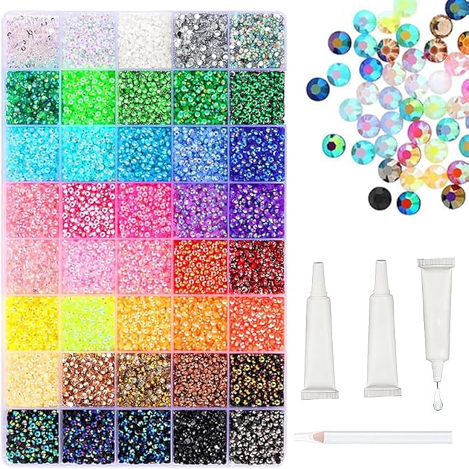 Resin Jelly Rhinestones for Bedazzling, 2026 New Colorful DIY Resin Rhinestone Kit, 3mm Loose Beads for DIY Nail Clothing Bags Phone Cases Crafts, Mixed Colors Set (40 Frames)