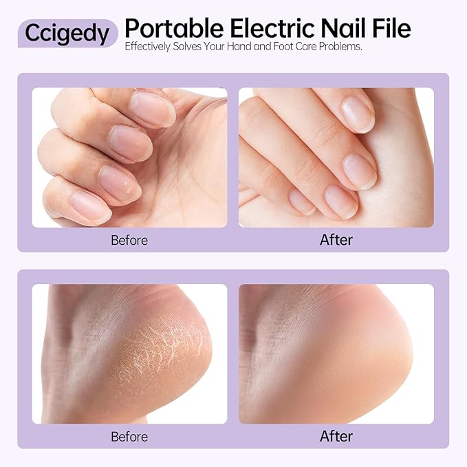 Electric Nail Drill Kit, Electric Nail File Cordless Nail Drill Machine for Acrylic Gel Dip Powder Nails, Professional Portable Manicure Pedicure Rechargeable Lightweight for Home Salon Use