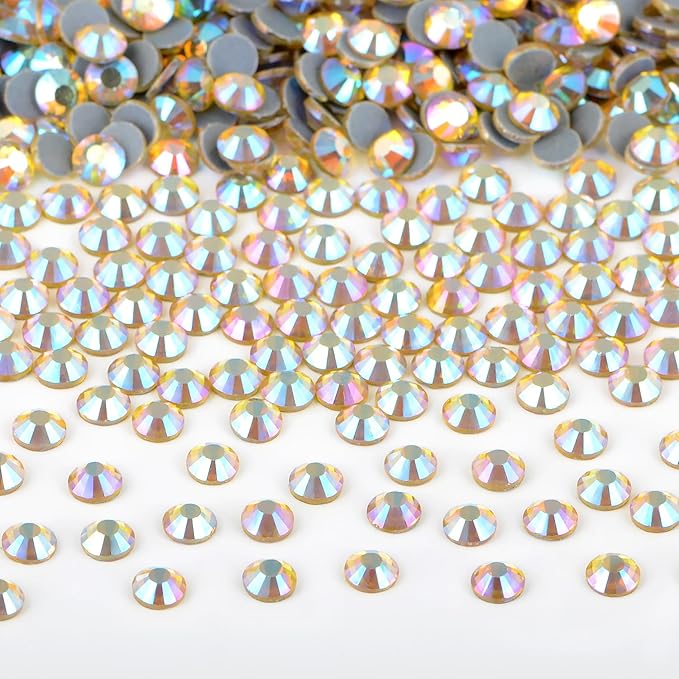 Bymitel Hotfix Crystal Rhinestones Round Gems Iron on DIY Jewelry Making Flat Back for Crafts,Citrine AB, 3mm(SS12/2880pcs)