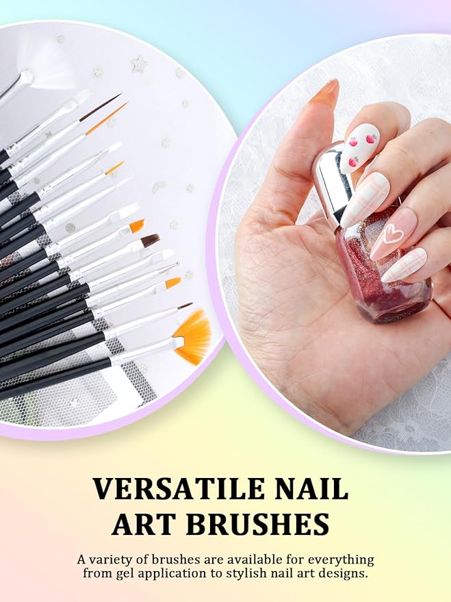 33PCS Nail Art Brushes Set, Nail Art Tools, Nail Design Tools with Gel Nail Brush, French Tip Tool Liner Brushes, Dotting Tools, Builder Gel Brush, Nail Tech Beginners Must Haves Stuff Supplies