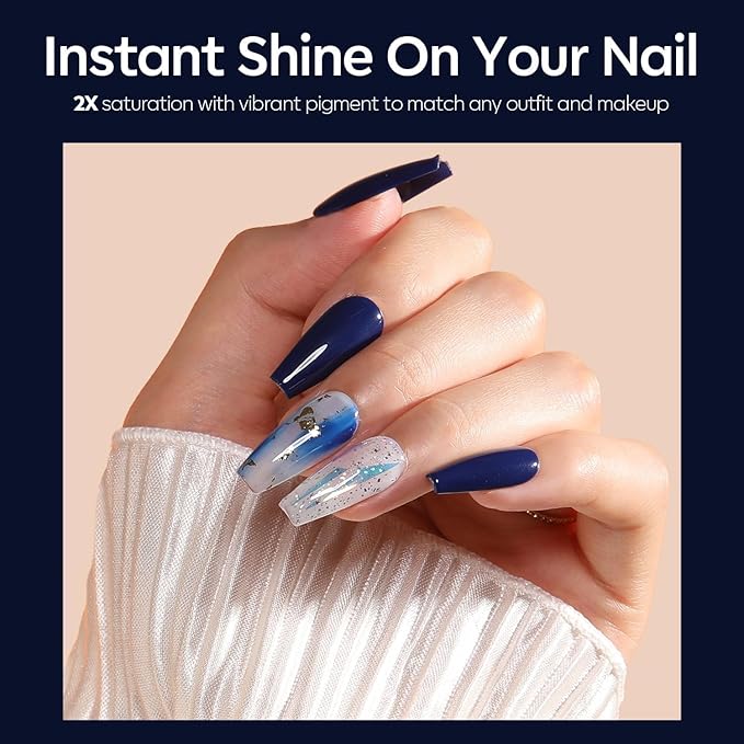 modelones Blue Gel Nail Polish, Navy Blue Deep Color Soak Off LED UV Lamp DIY Decoration Manicure Art Design Salon at Home15ML