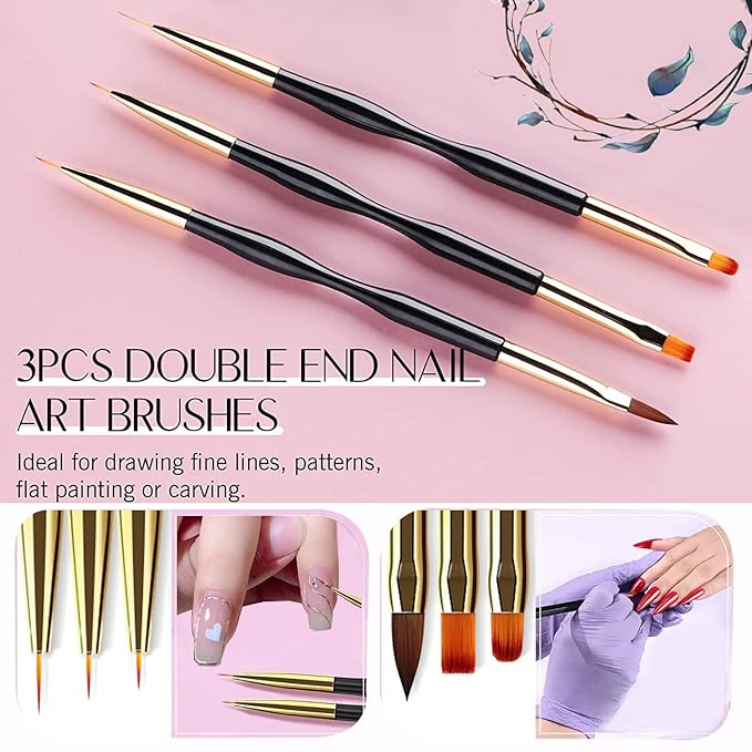 31 Pcs Nail Art Tools Set - Professional Nail Brushes Kit for Acrylic Gel Nails, Manicure Painting Dotting Detailing Tools, Nail Design for Home Salon Supply-Gray