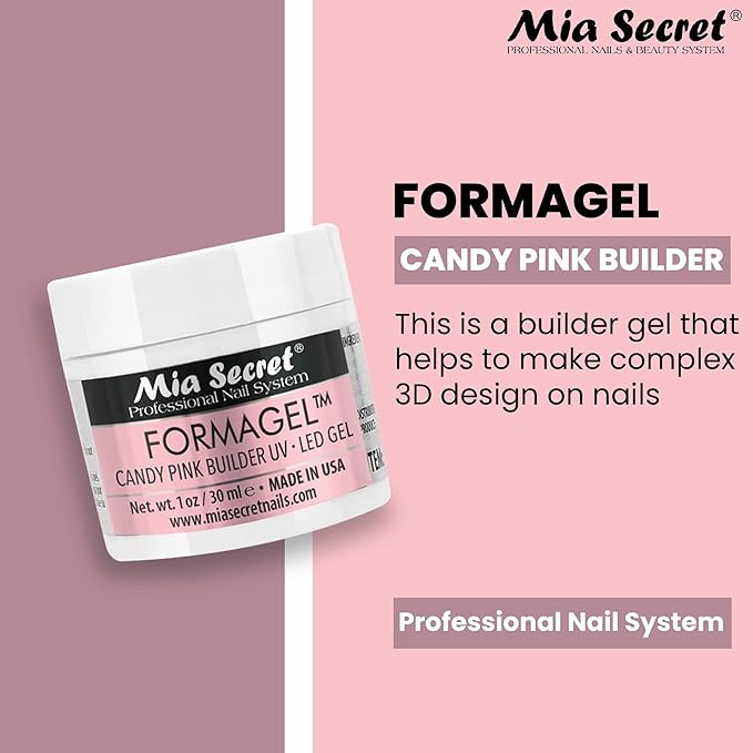 Mia Secret Nudes 1oz Formagel Gel Nail Builder - UV Led Gel - Cover Blush - Cover Tan - Candy Pink Pick Yours (Candy Pink)