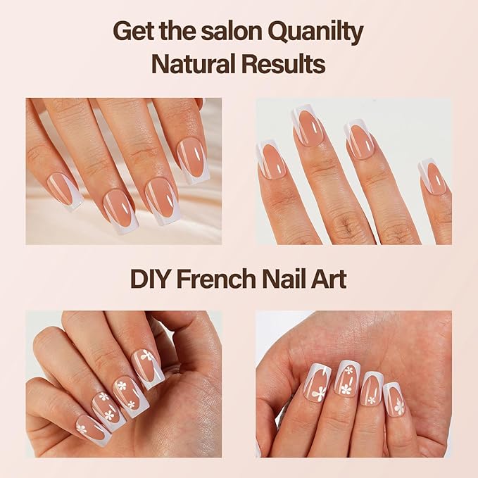 150Pcs Deep French Gel Nail Tips Brown, Vansiho French Tip Press on Nails, Short Square Nail Tips, Soft Gel Nails False Nail, Acrylic Fake Nails for Nail Art DIY 15 Sizes