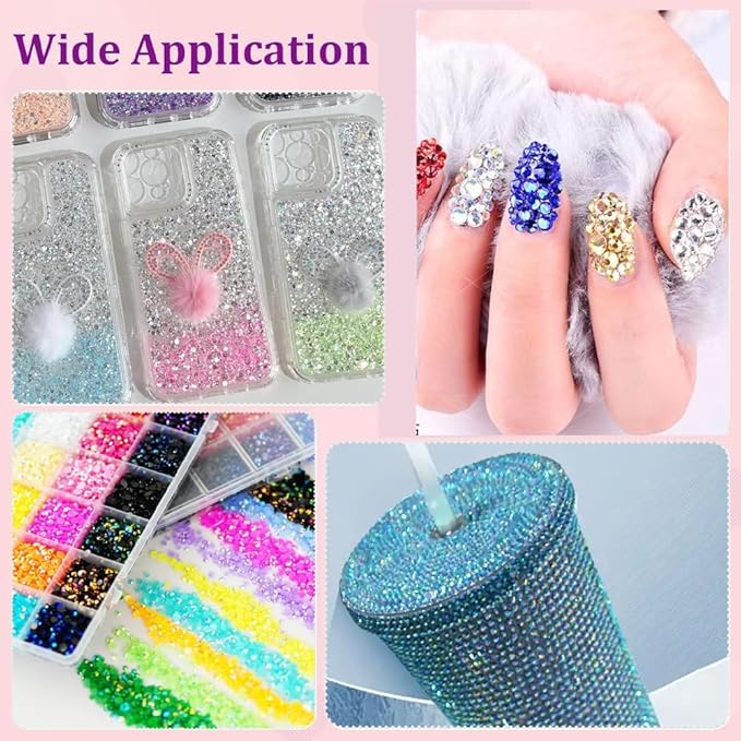 Multicolor Resin Rhinestones for Crafting, 5mm SS20 Jelly AB Flatback Beads,Non-Hotfix Colorful Crafts Flatback AB Gems Bedazzler, Jewels Bedazzling Kit with B7000 for DIY Art Crafts Decoration