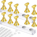 Blulu 2 Set Nail Stand for Painting Press Nail Holder Acrylic Magnetic Tips Training Fingernail Display Stands DIY Crystal Holders and 96 Pieces White Reusable Adhesive Putty(Gold)