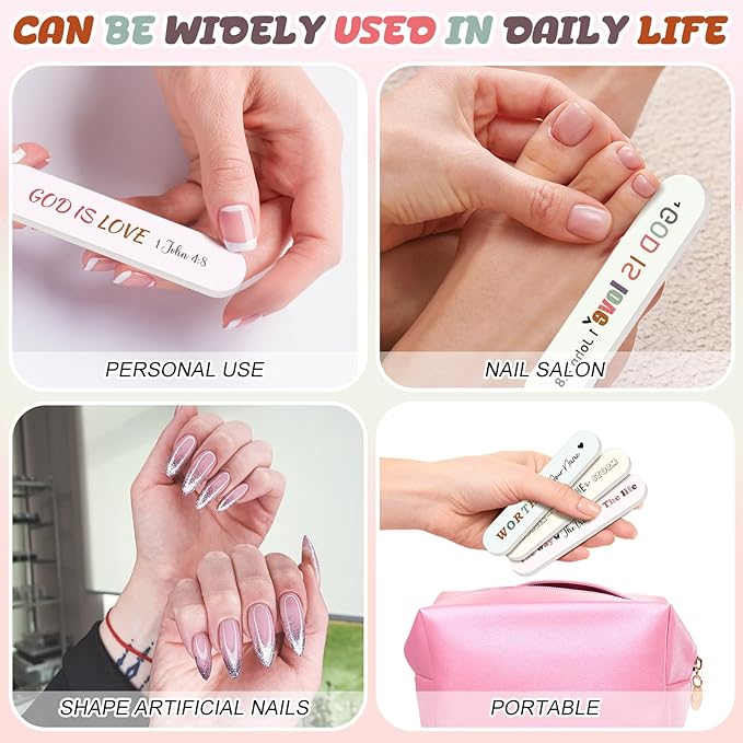 50 Pcs Christian Gifts for Women Bulk Women's History Month Gift Christian Nail File Bulk Mini Bible Scripture Emery Board Nail Files Religious Appreciation Gifts for Employee Teacher