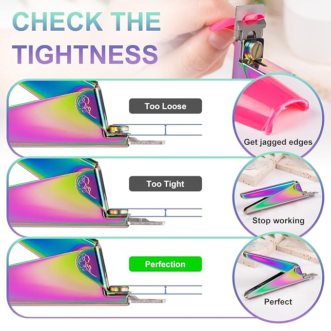 Nail Clippers for Acrylic Nails, Chameleon Premium Metal Acrylic Nail Clippers, Stainless Steel Rainbow Color Trimmer, False Fake Nail Tips French Shape Acrylic Nail Cutter for Salon Home Manicure