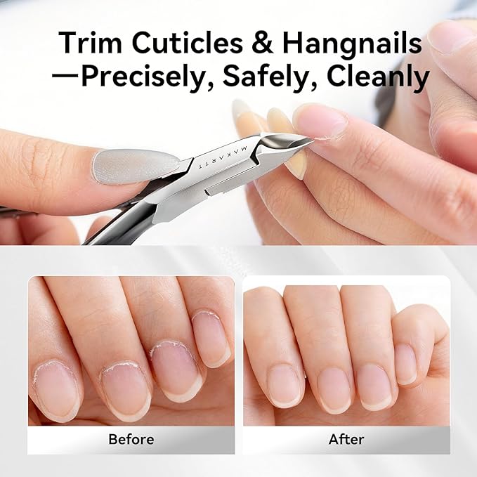 Makartt Professional Cuticle Nipper: 1/2 Jaw Precision Cuticle Trimmer for Beginners & Nail Technicians, 5mm Short Blade, Rust-Resistant Stainless Steel, Salon & Detailed Nail Art Use (Titanium Black)