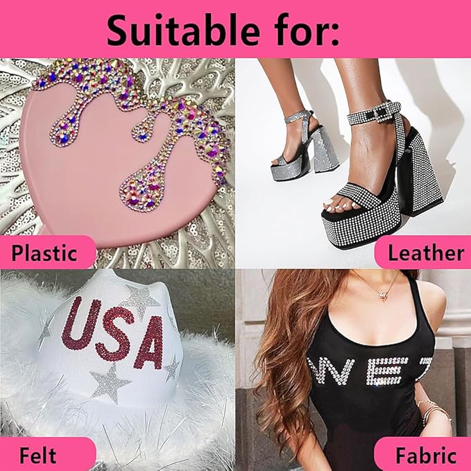 Blinginbox Hotfix Rhinestone Setter, Hot Fix Applicator Tool Bedazzler Kit with Rhinestones, Kit, Hot Fixed Wand for Clothes Clothing Fabric Crafts, 4000 Pcs, AB Crystal, Clear,7 Gems Sizes