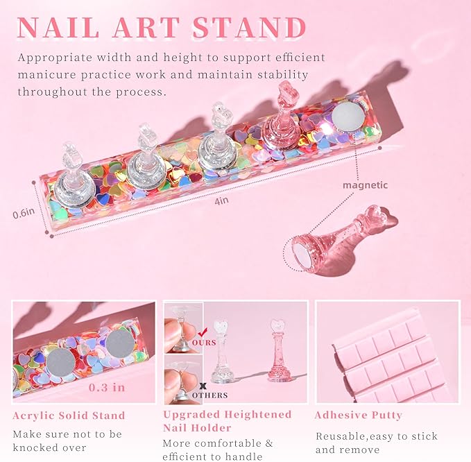 MAYEEN Lovely Nail Stand for Press Ons Upgraded Raised Nail Holder For Painting Nails Press On Nail Stand Nail Holders For Press On Nail Art Nail Practice Display Nail Kit Home DIY Salon Supplies