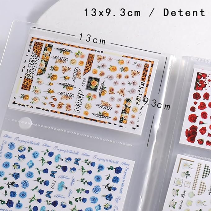 144 Slots Nail Art Sticker Storage Book Nail Art Decals Collecting Album Nail Stickers Empty Display Book Collecting Holder Binder Book Plastic DIY Nail Art Design Tools for Nail Art Sticker