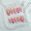Handmade Press on Nails French Tip Acrylic Nails Medium Almond Fake Nails with 3D Flower & Starfish Designs Thickened Salon Quality Stick on Nails Muti-Layer Gel Acrylic Nails for Women（Size M)